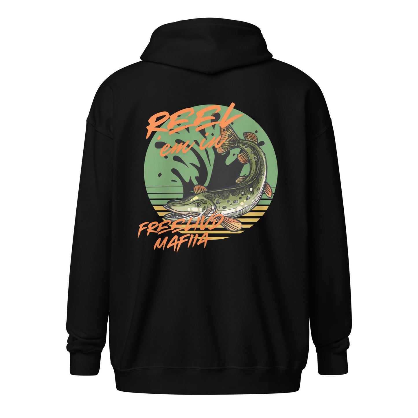 Reel life. Real comfort.
The “Reel ’Em In” Zip Hoodie from FreelivdMafiia is made for those who chase the pull — whether it's a trophy catch or a reckless adventure. Built from soft yet rugged materials, it features a clean front with bold fishing-inspired artwork or text on the back (or chest, depending on placement).
With a full-length zipper and adjustable hood, it’s ideal for layering on cold mornings at the dock, late nights by the water, or hauling gear in the back of your truck.