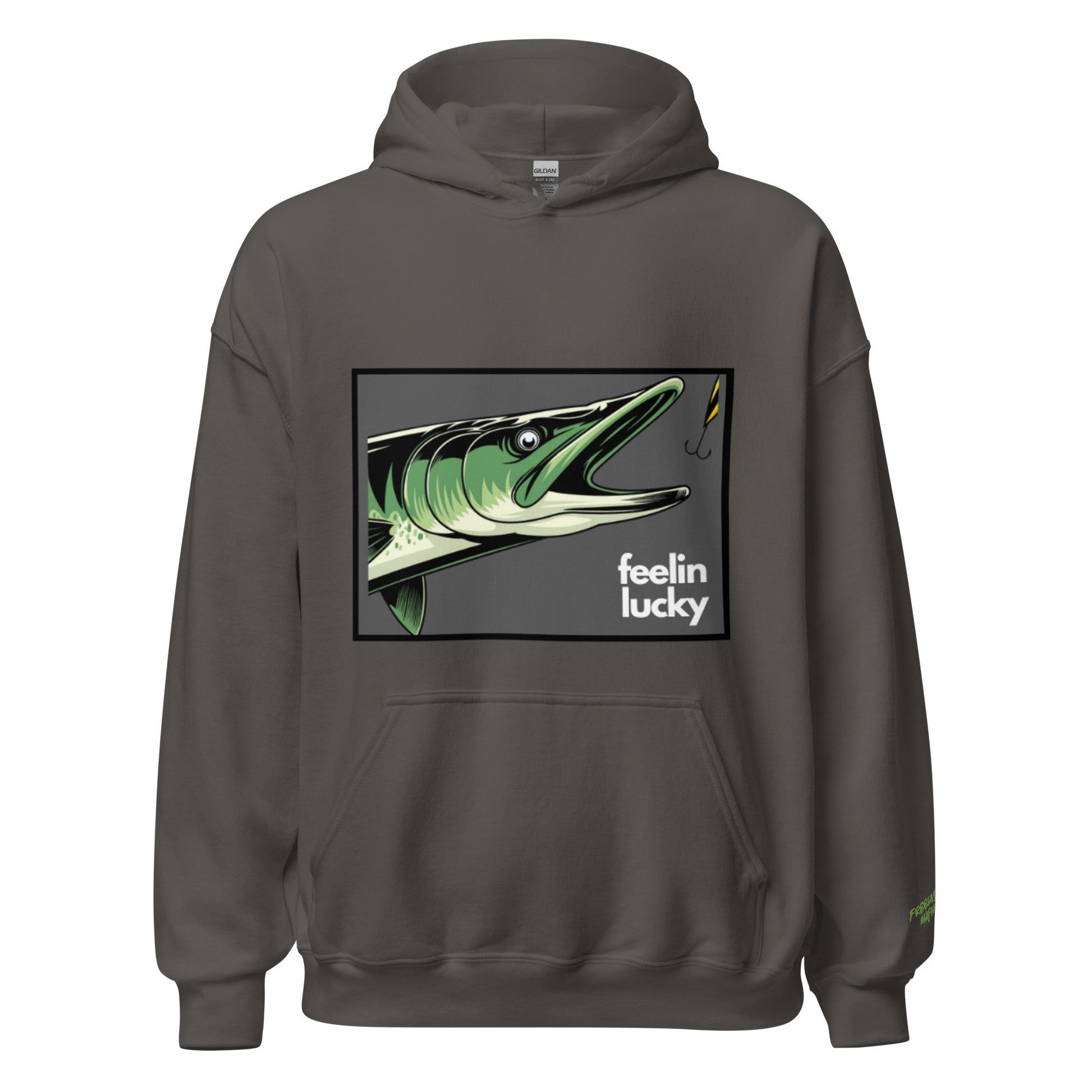Grey hoodie for those fishing with attitude. Feelin’ Lucky? Then cast in style with this bold fish graphic and soft, all-day comfort.

This grey hoodie keeps you warm on early mornings by the water or cool evenings around the fire. Whether you’re casting lines, chasing bites, or just feeling bold — this hoodie’s your lucky charm.

Designed for the outdoors, built for rebels. Part of the Freelivd Mafiia fishing apparel collection.