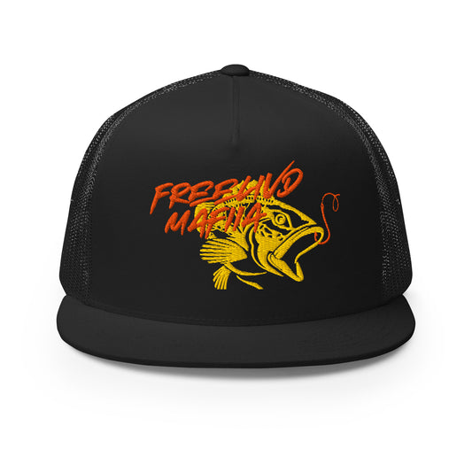 The FreelivdMafiia Embroidered Cap brings color and attitude to your outdoor gear. Crafted in black with striking orange and yellow embroidery, it showcases a detailed fish design alongside the iconic FreelivdMafiia branding.

Designed for durability and comfort, this cap features a classic fit with adjustable strap for a perfect fit on every head. Whether you’re out fishing, cruising trucks, or just repping the rebellious lifestyle, this hat’s got your back — and your style.