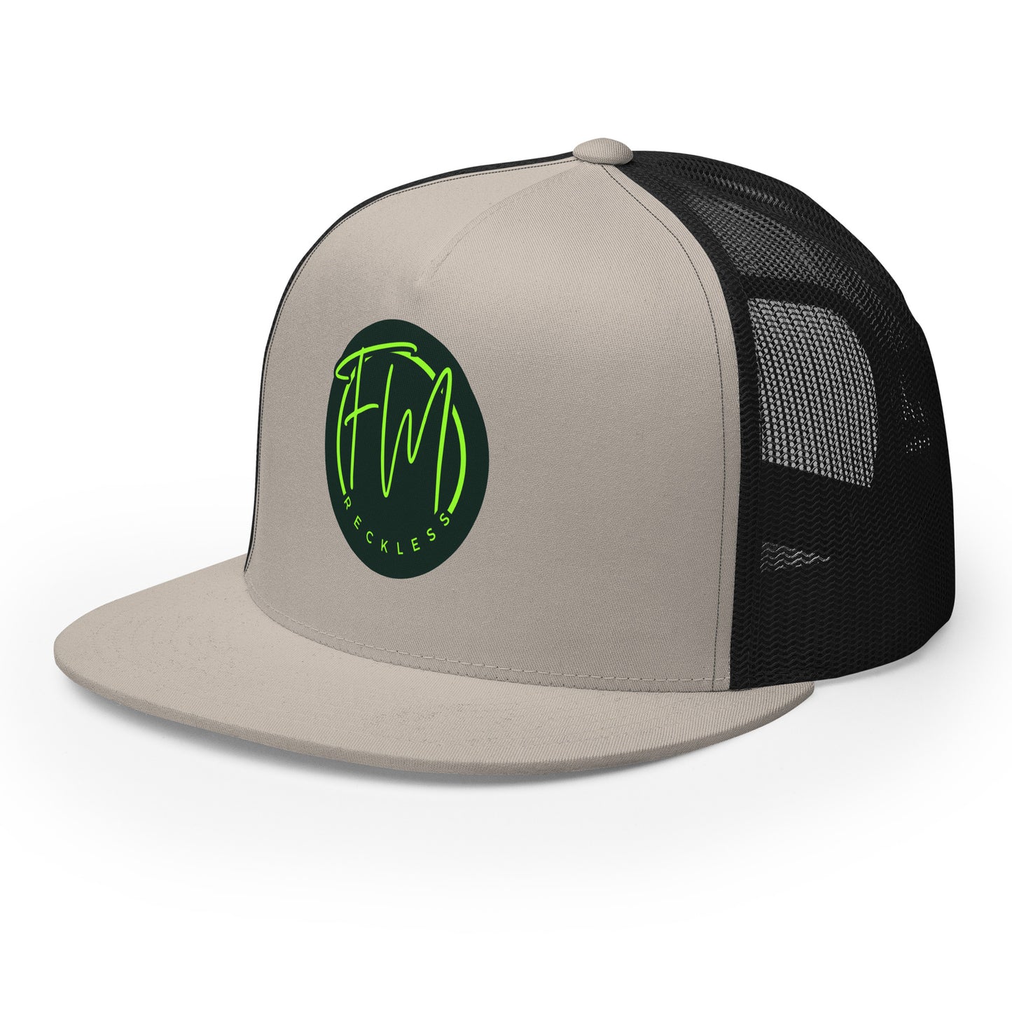Rugged, breathable, and built for the wild.

The Black &amp; Greige Trucker Cap from FreelivdMafiia is a no-BS essential for rebels, anglers, and anyone living outside the lines. Featuring a bold logo embroidery, this two-tone cap blends&nbsp;outdoor grit with streetwear edge.

With a structured front, breathable mesh back, and adjustable snapback, it’s ready for long days in the sun, late nights on the road, and every reckless stop in between.