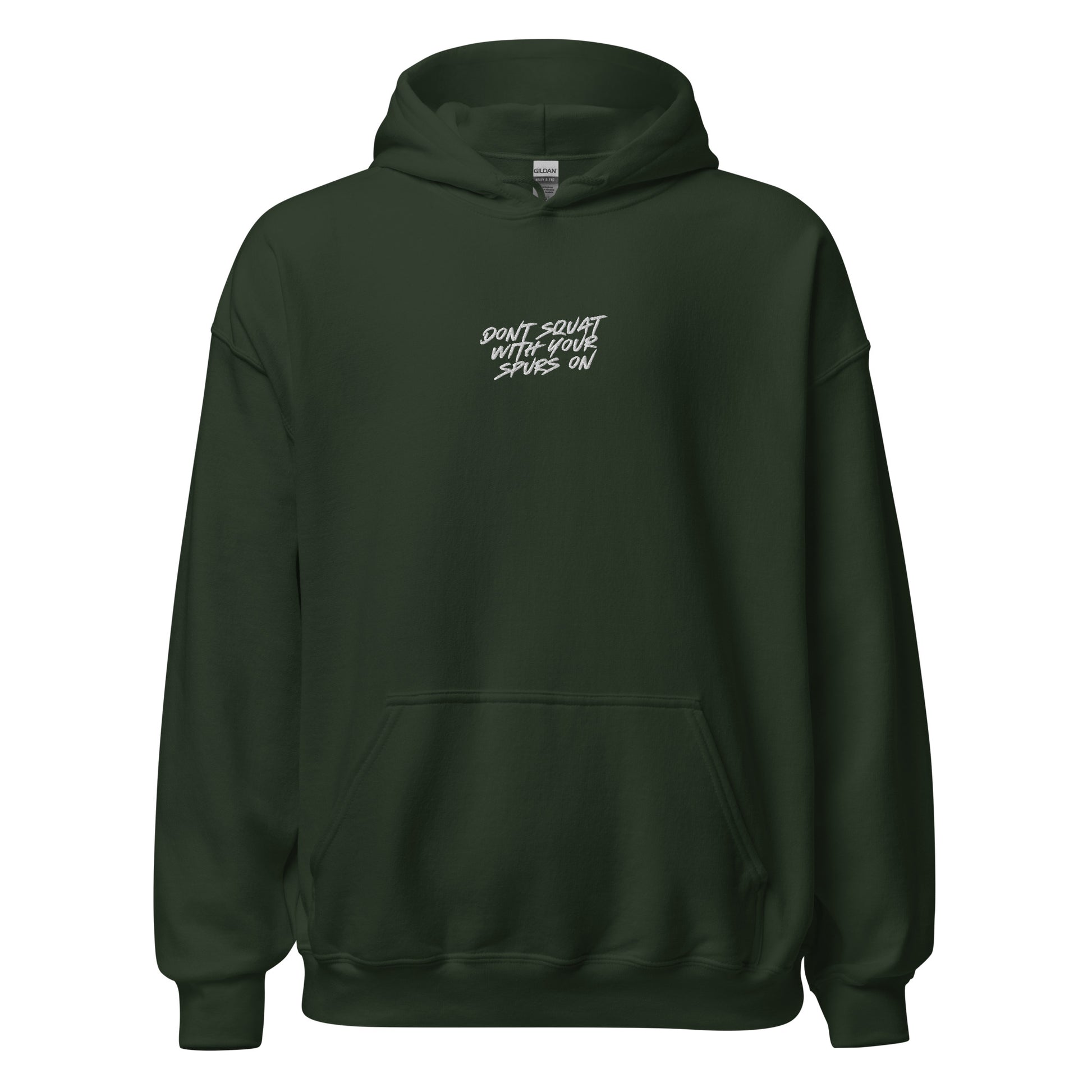 Forest green hoodie with a skull on the back and “Don’t Squat with Your Spurs On” on the front. Bold, reckless, and built for free-livers.

Whether you're fishing, racing, riding, or just living outside the rules — this is the layer you throw on when you mean business.